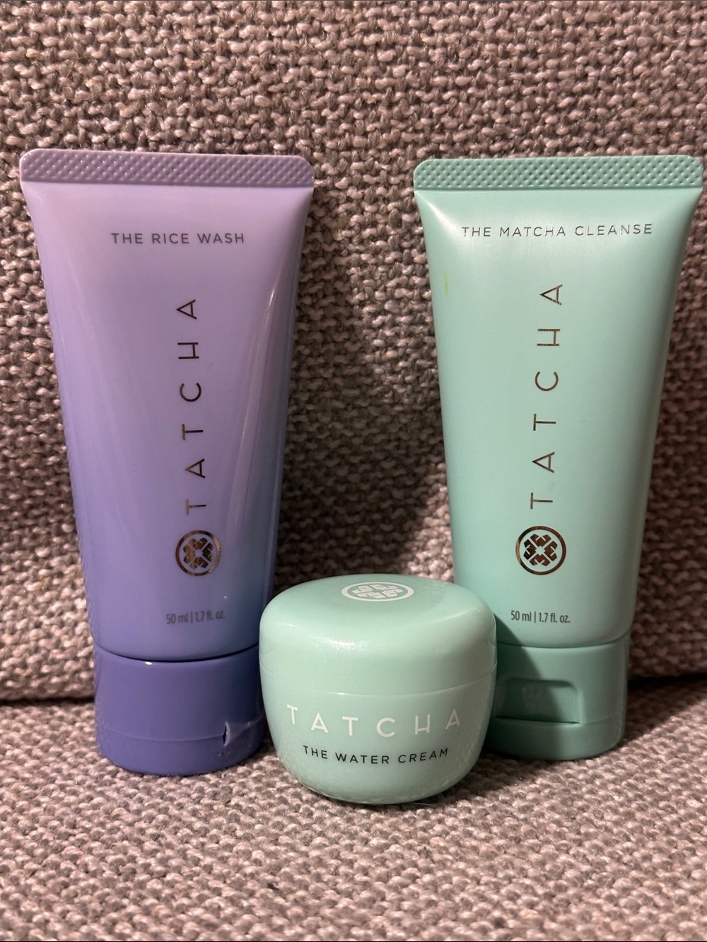Tatcha Skincare Trio rice wash, matcha cleanse, water cream